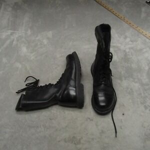 Bates Mens 6.5 Combat Boots Black Paratrooper Zip Tactical Leather Cap Toe VTG